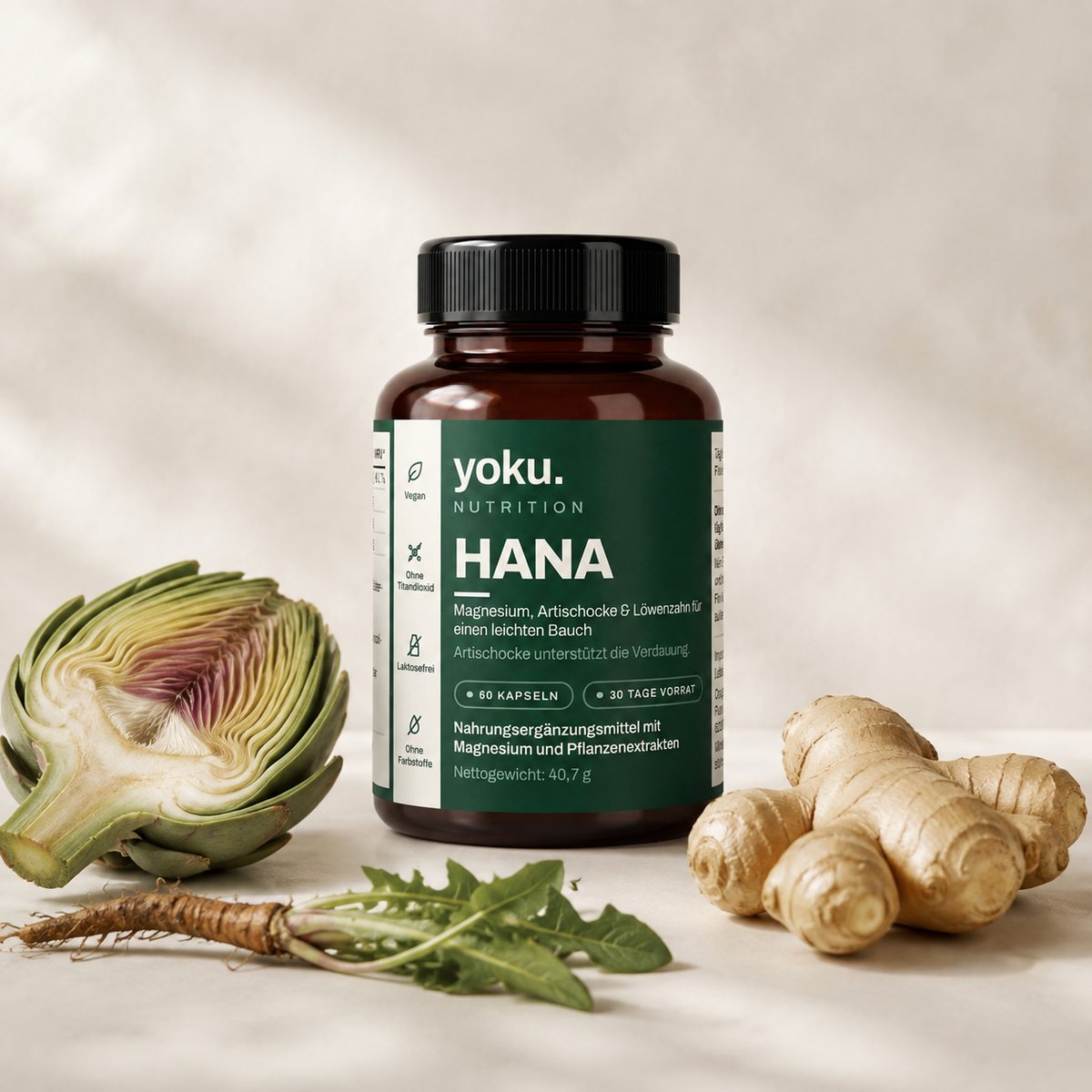 HANA mit Artischocke, Löwenzahnwurzel und Ingwer